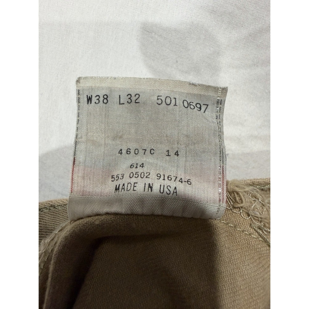 Vintage Tan Levis 501 Jeans Button Fly Mens 38x32 Straight 1997 - Picture 4 of 7
